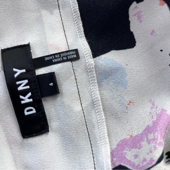 DKNY Black Striped & Floral Print Scarf Dress - Picture 8 of 10